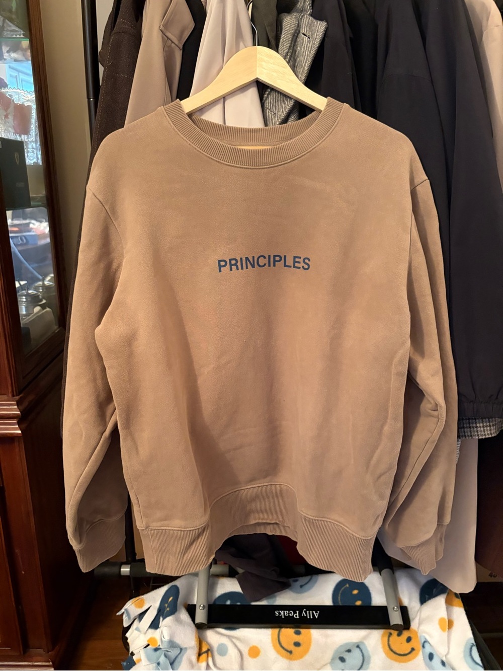 OAK + FORT Tan 'PRINCIPLES' Crewneck Sweatshirt